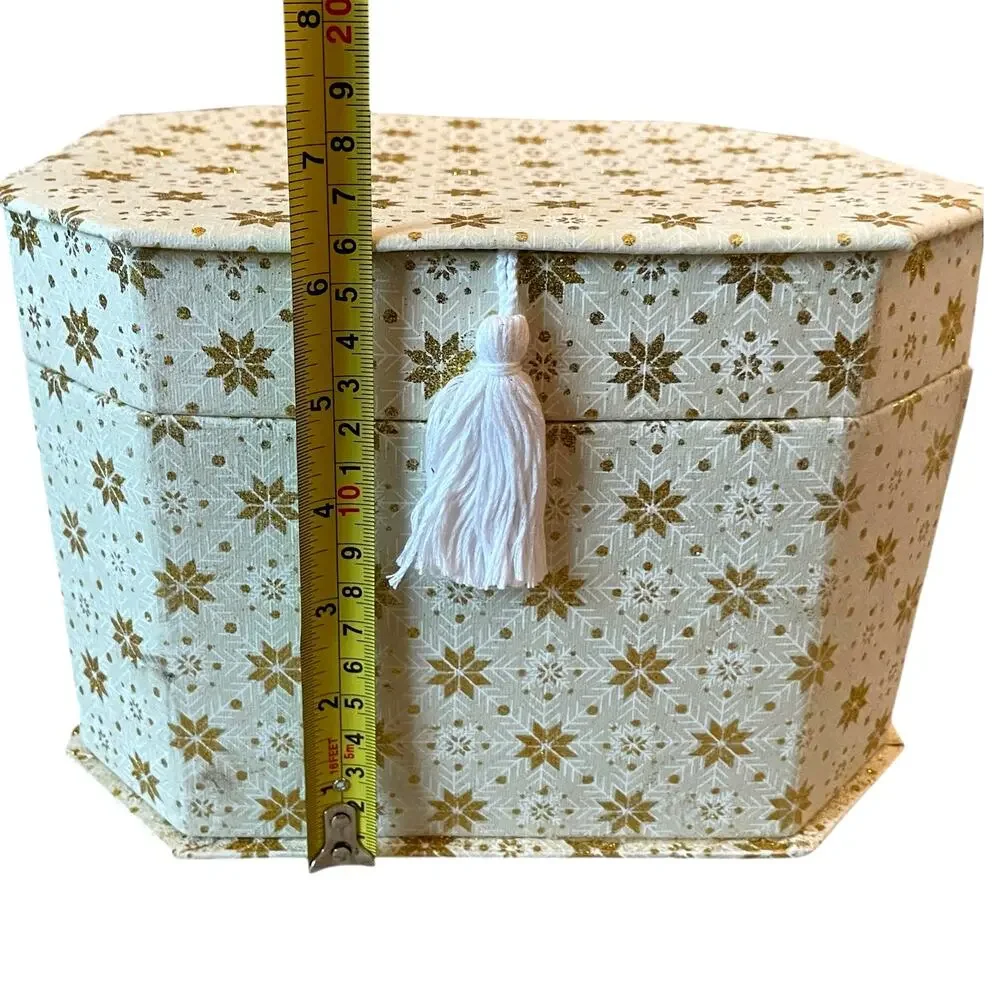 Christmas Gift Boxes w/ Lids Ribbon 4pc Premium Holiday Gift Wrap Green Gold NEW